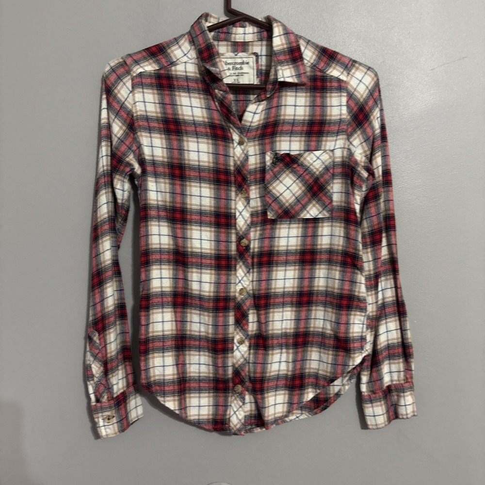 Abercrombie & Fitch Women's Long Sleeve Plaid Flannel Shirt Size XS